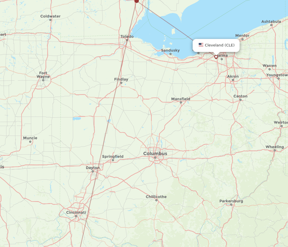 CLE-LEX flight routes