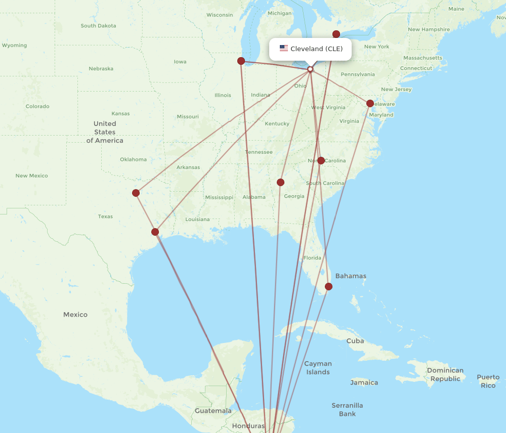 CLE-LIR flight routes