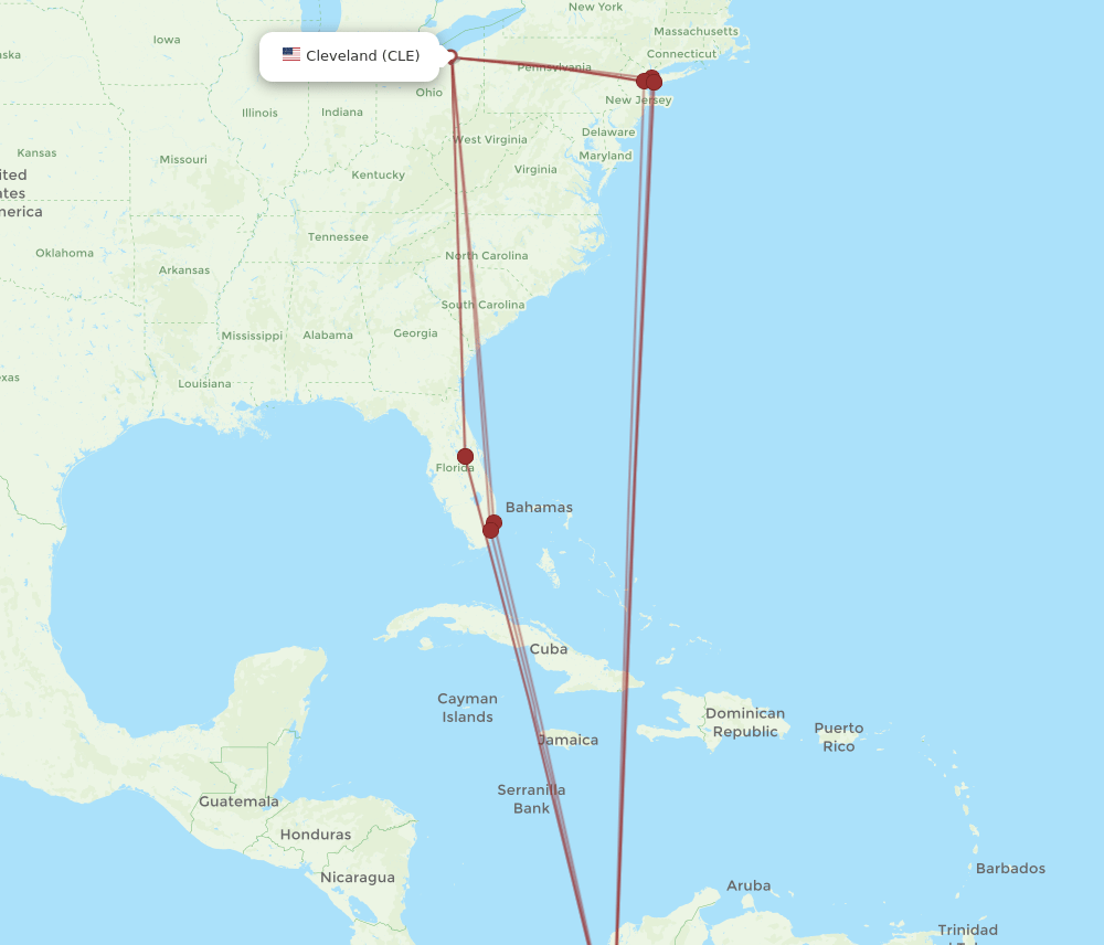 CLE-MDE flight routes