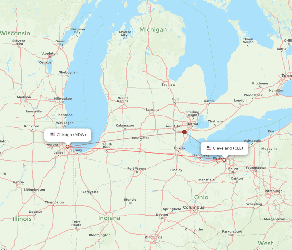 CLE-MDW flight routes