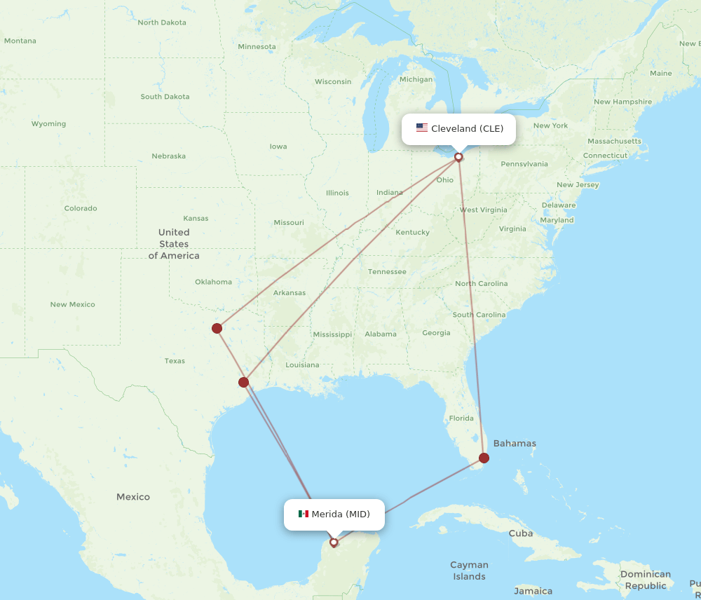 CLE-MID flight routes