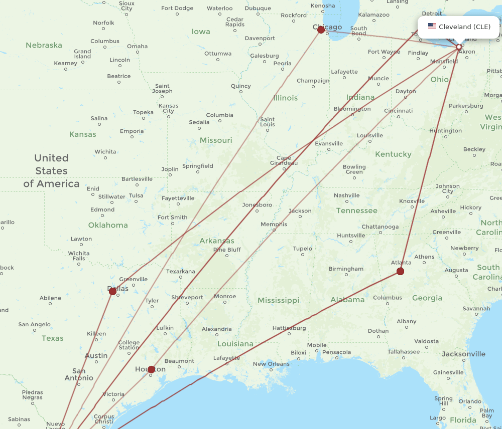 CLE-MTY flight routes