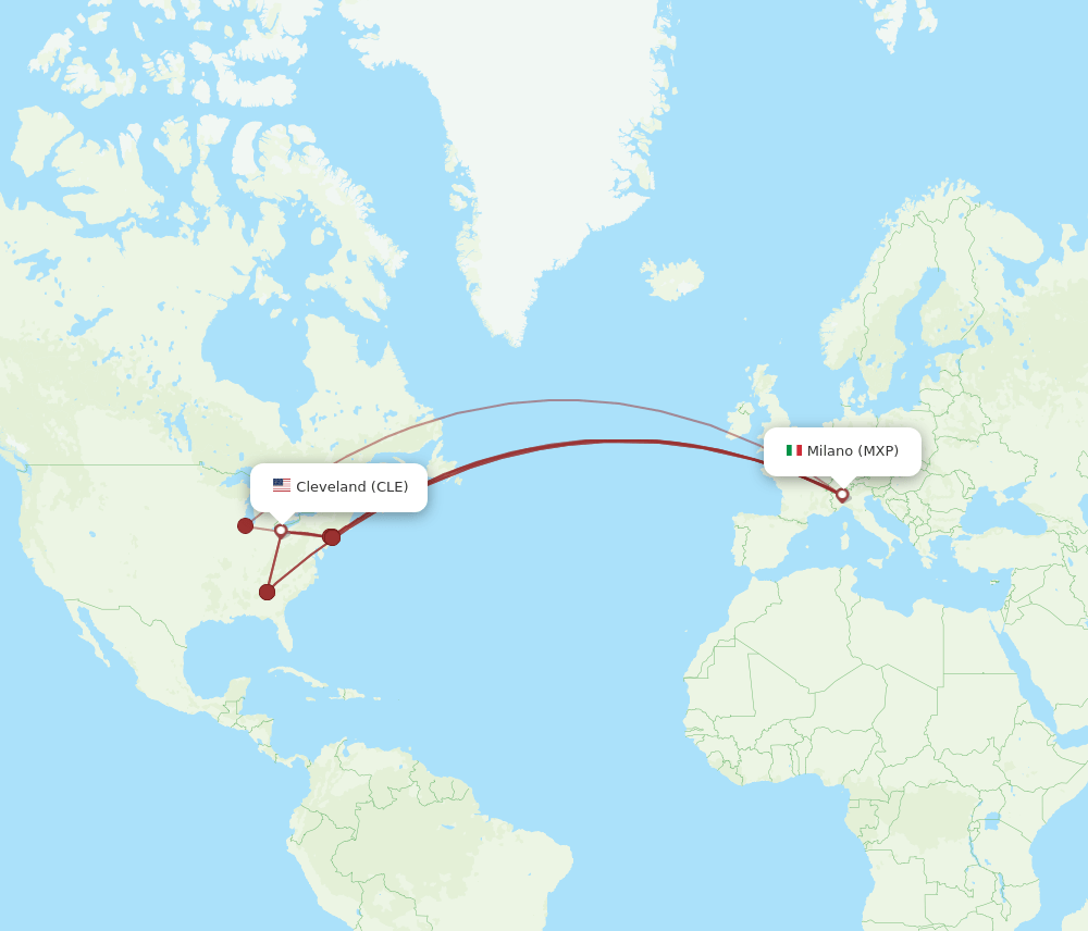 CLE-MXP flight routes