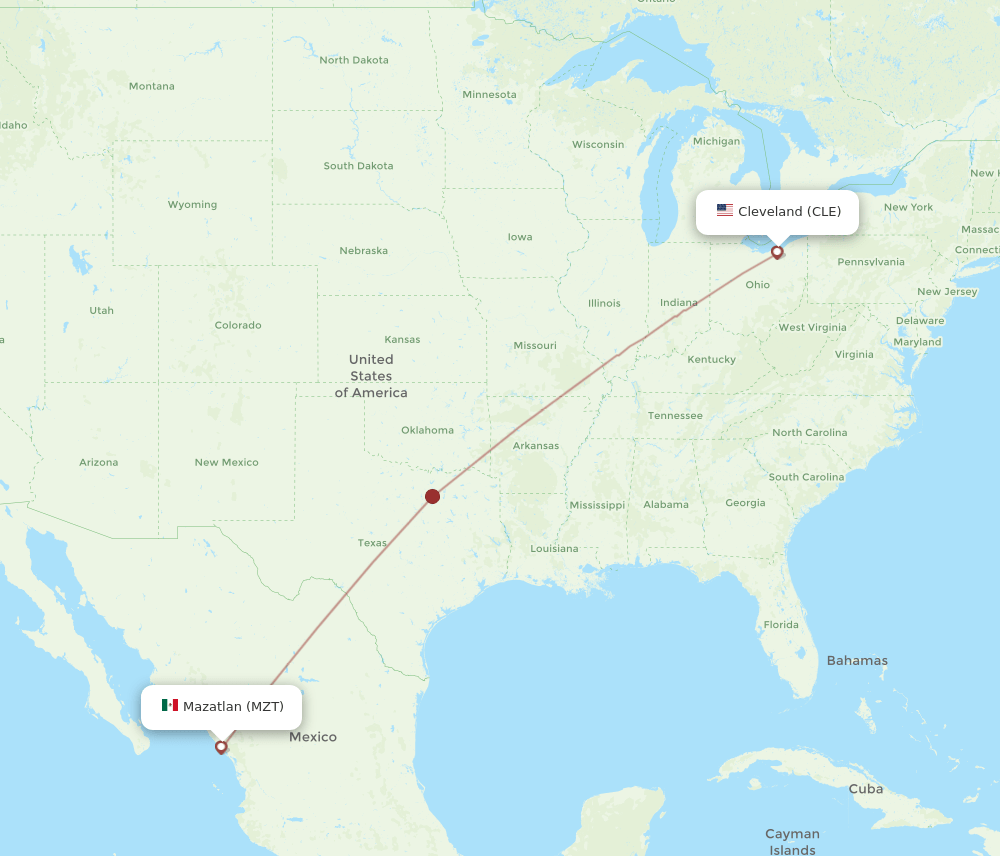 CLE-MZT flight routes
