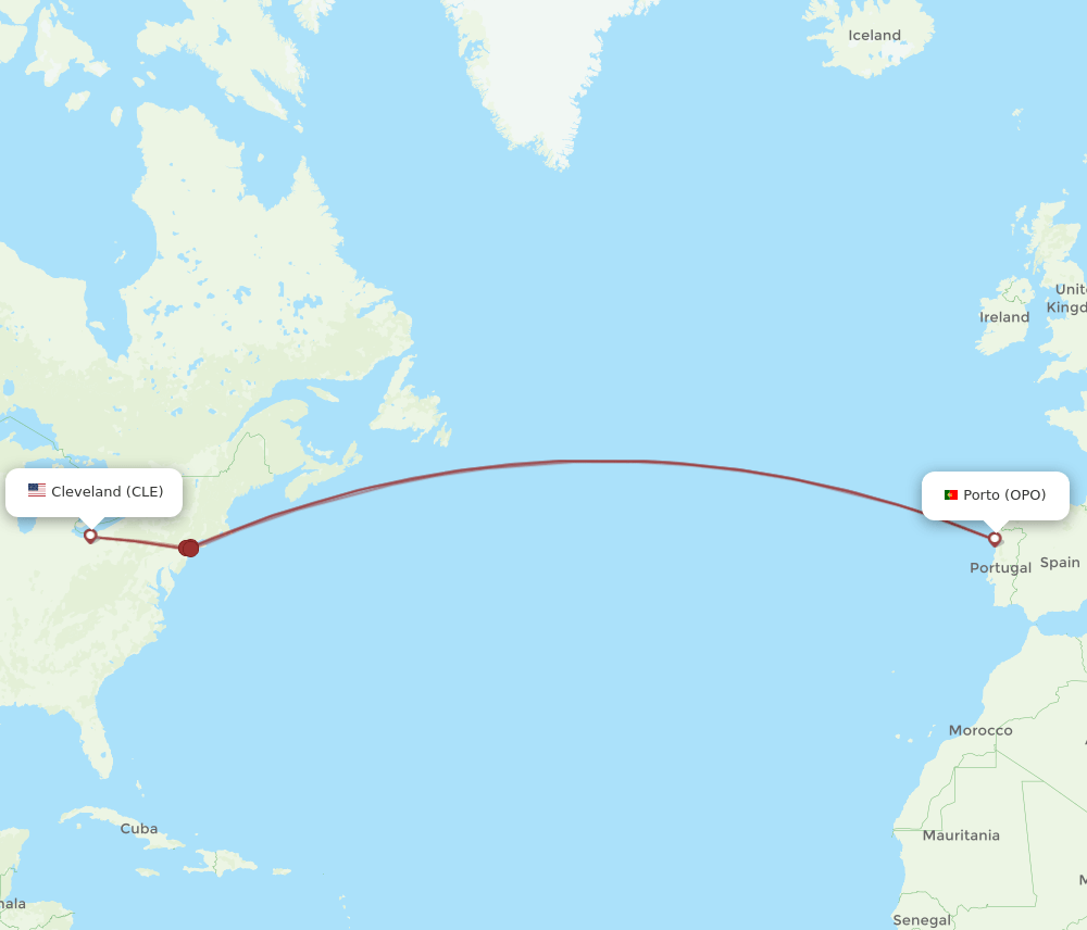 CLE-OPO flight routes