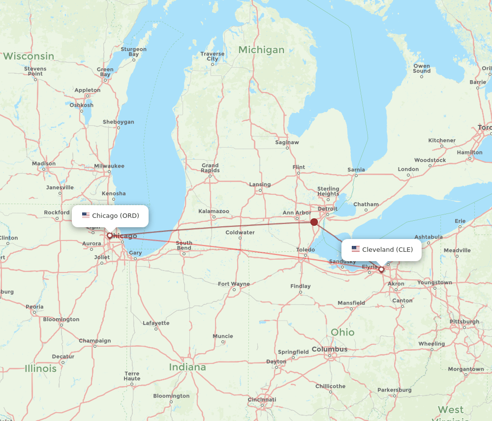 CLE-ORD flight routes