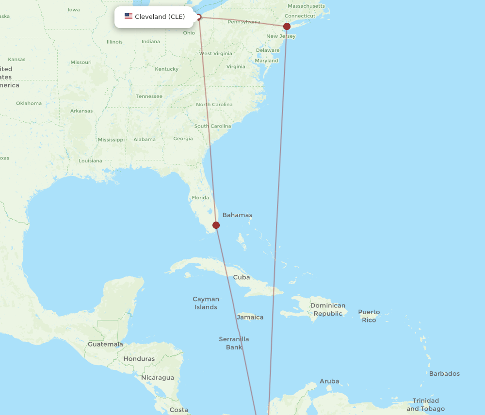 CLE-PEI flight routes