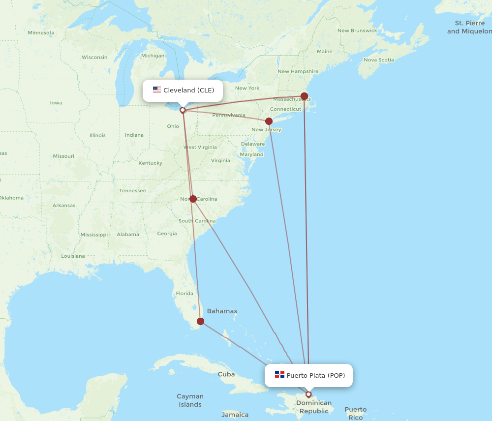 CLE-POP flight routes
