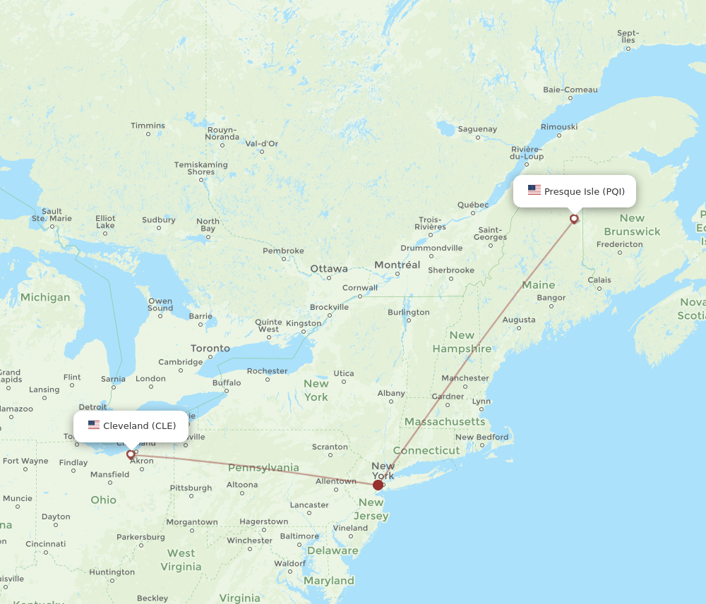 CLE-PQI flight routes