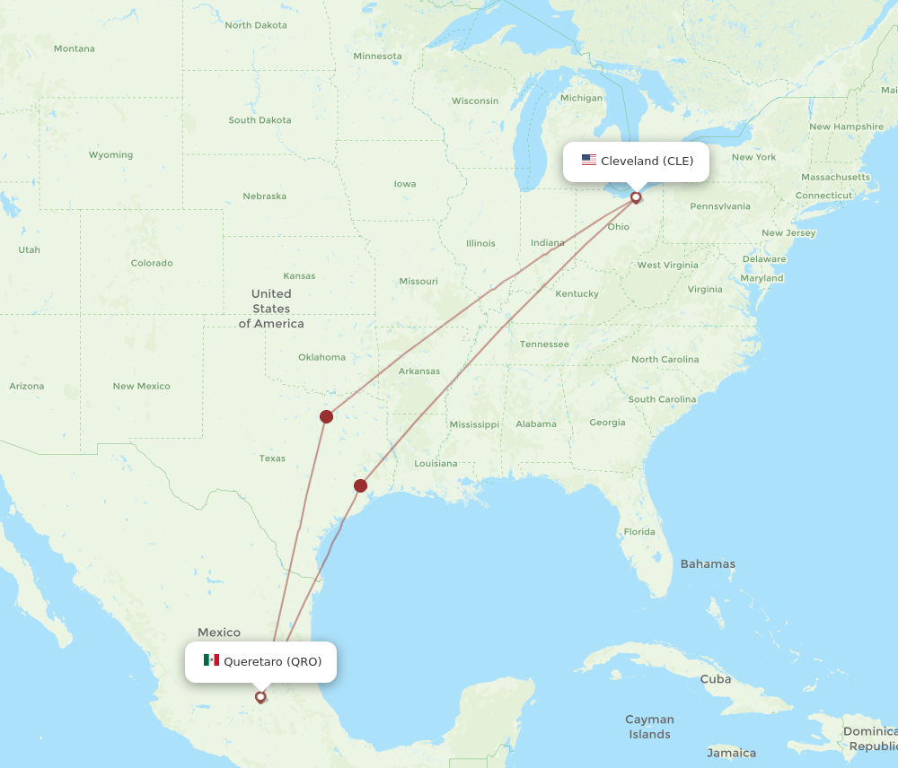 CLE-QRO flight routes