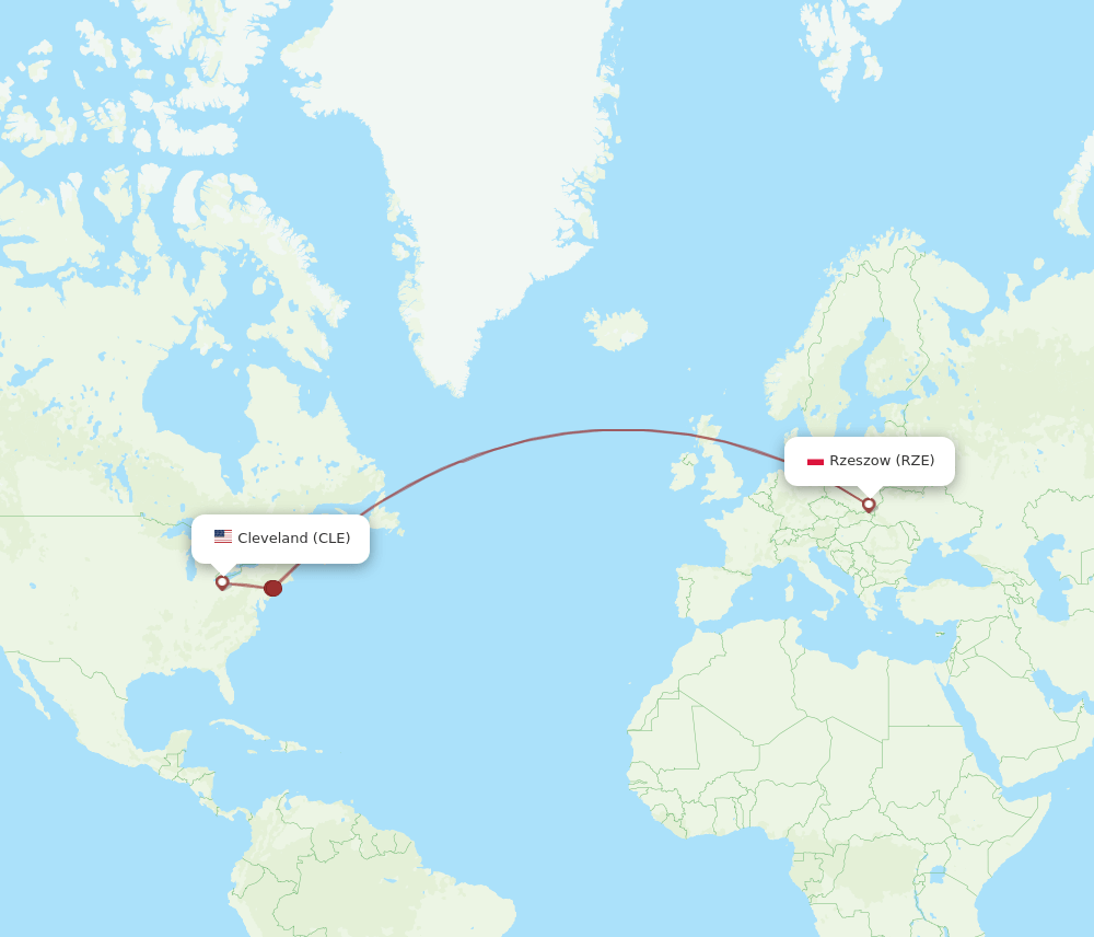 CLE-RZE flight routes