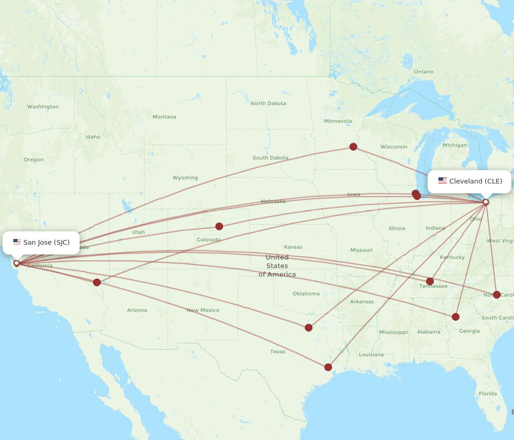 CLE-SJC flight routes