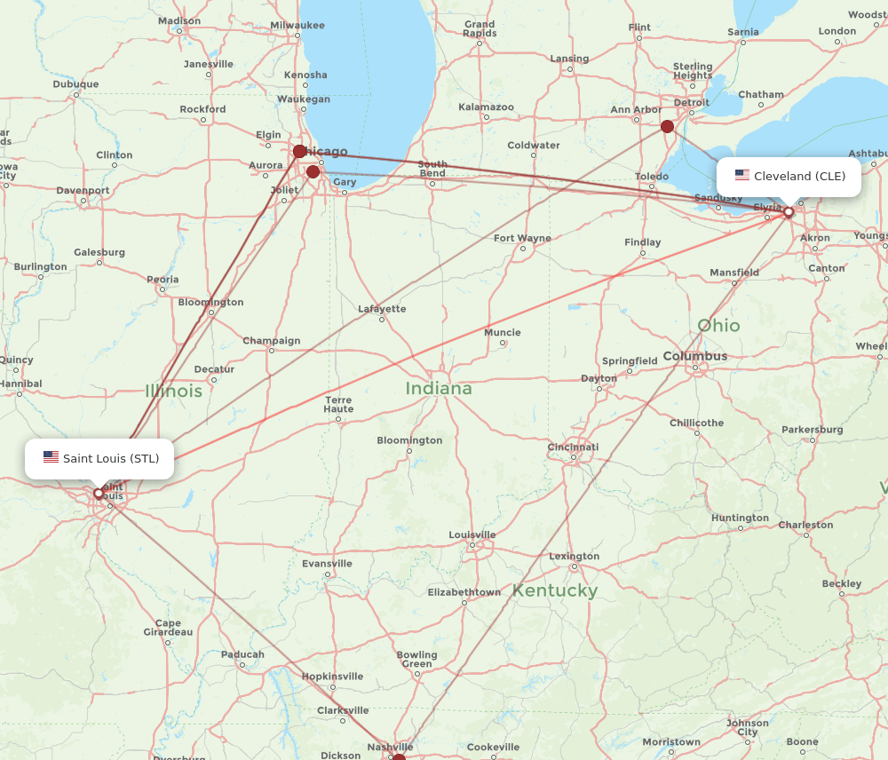 CLE-STL flight routes