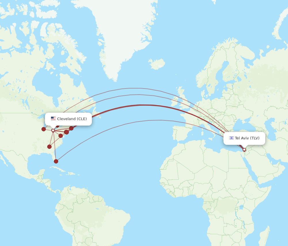 CLE-TLV flight routes