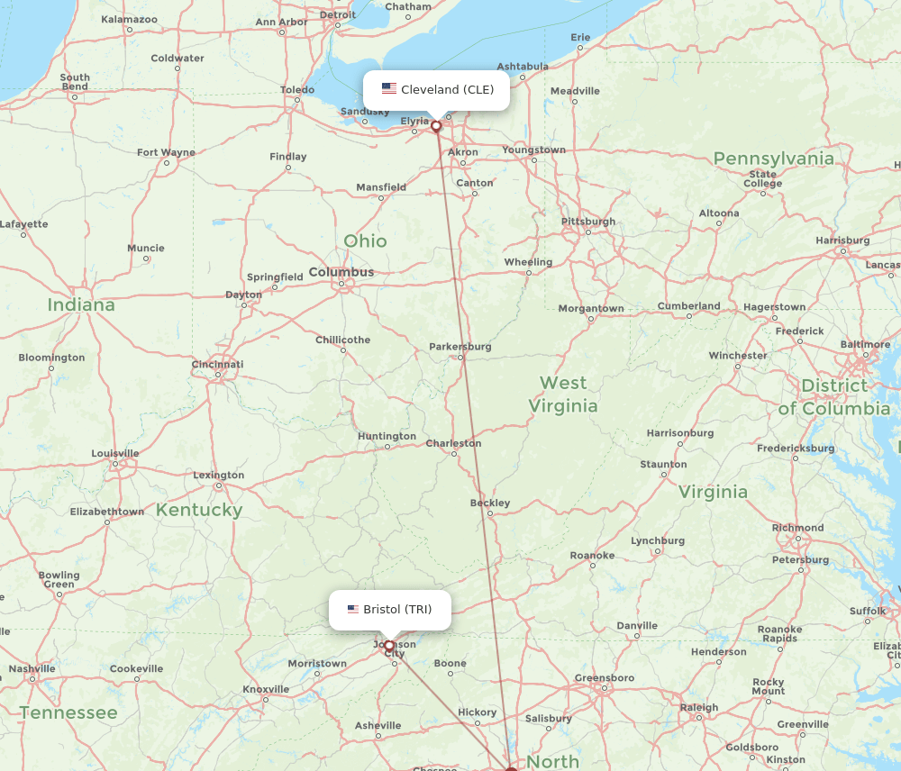 CLE-TRI flight routes