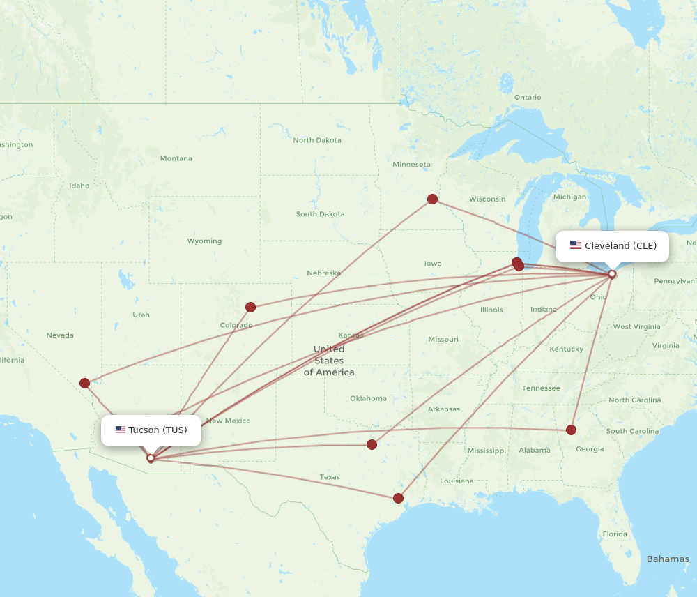 CLE-TUS flight routes