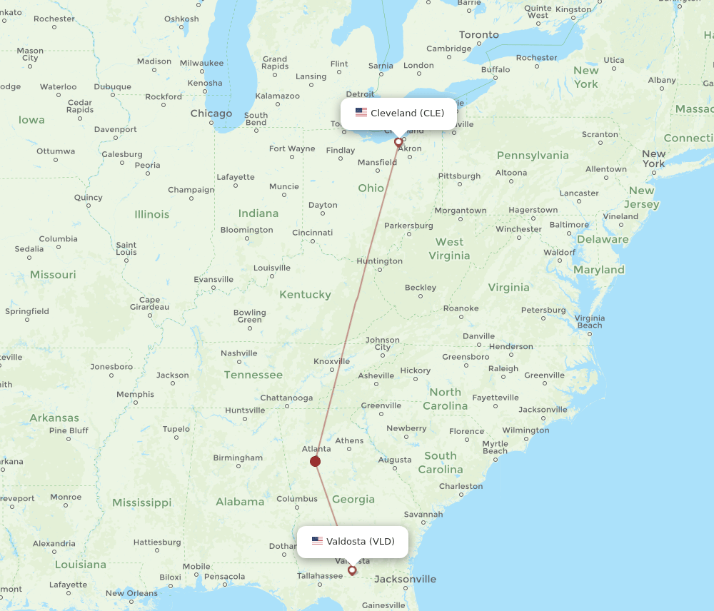 CLE-VLD flight routes