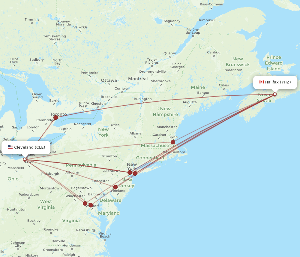 CLE-YHZ flight routes