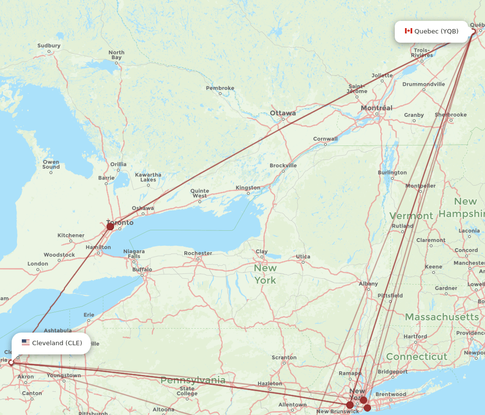 CLE-YQB flight routes
