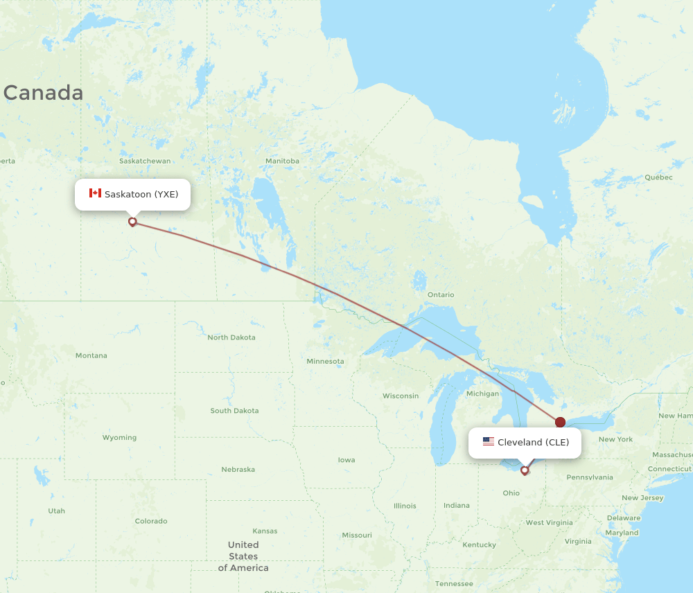 CLE-YXE flight routes