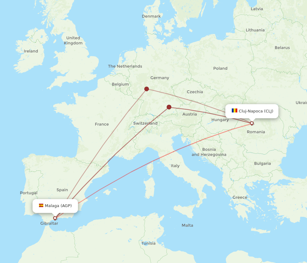 CLJ-AGP flight routes
