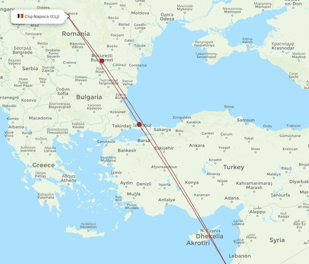 CLJ-AMM flight routes