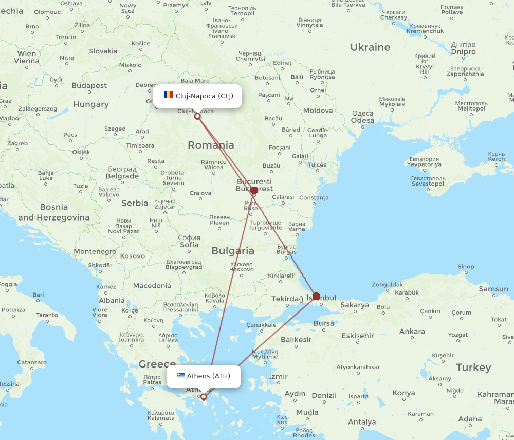 CLJ-ATH flight routes