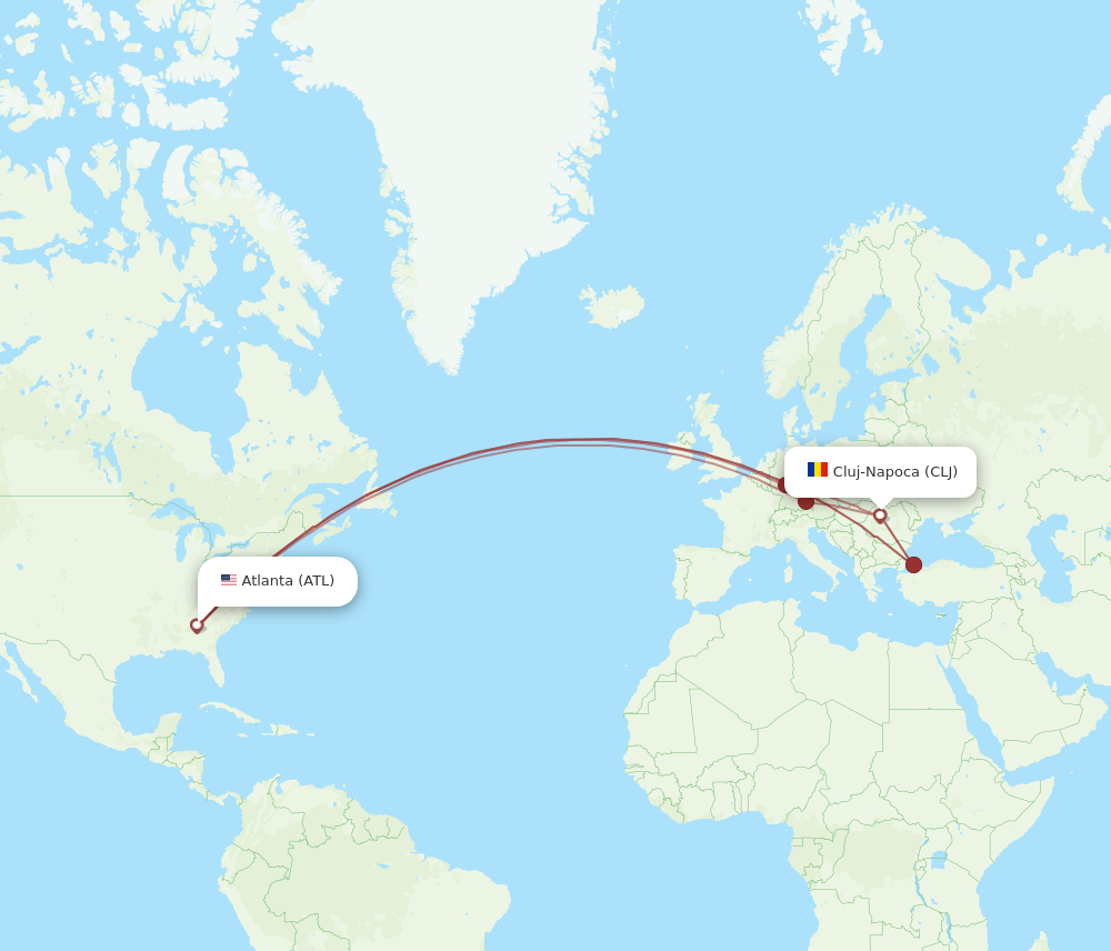 CLJ-ATL flight routes
