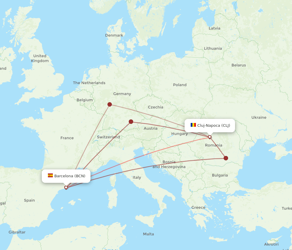 CLJ-BCN flight routes