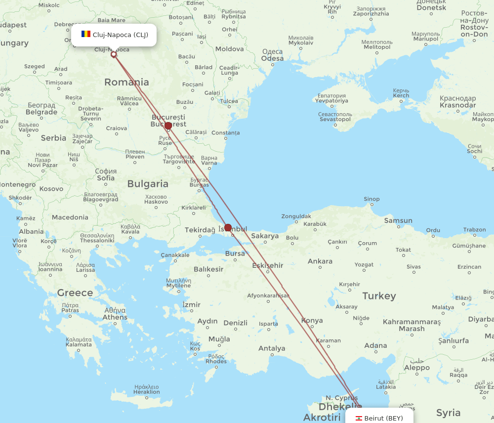 CLJ-BEY flight routes