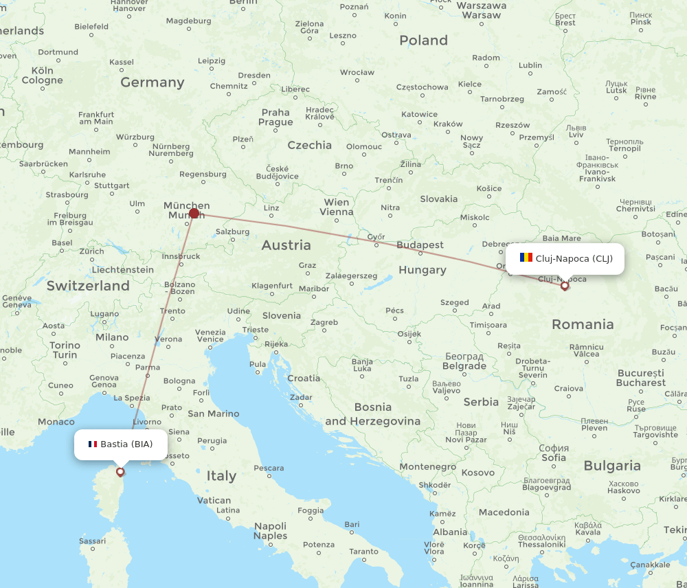 CLJ-BIA flight routes