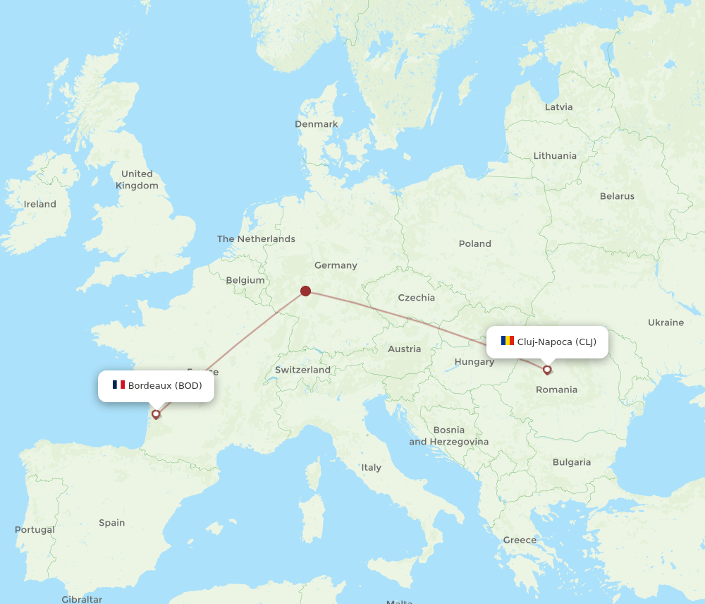 CLJ-BOD flight routes