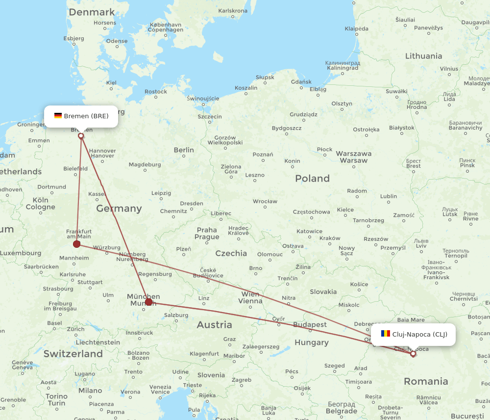 CLJ-BRE flight routes