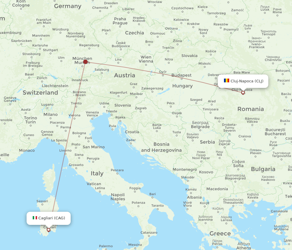 CLJ-CAG flight routes