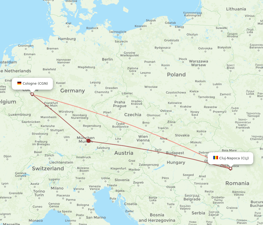 CLJ-CGN flight routes