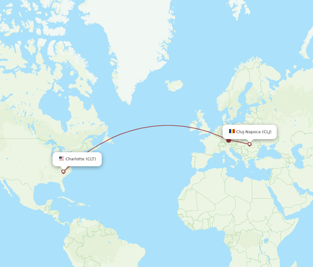 CLJ-CLT flight routes