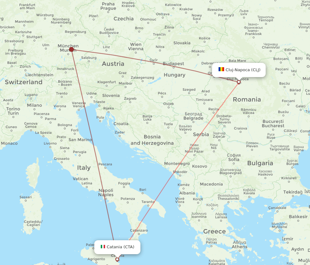 CLJ to CTA flights and routes map