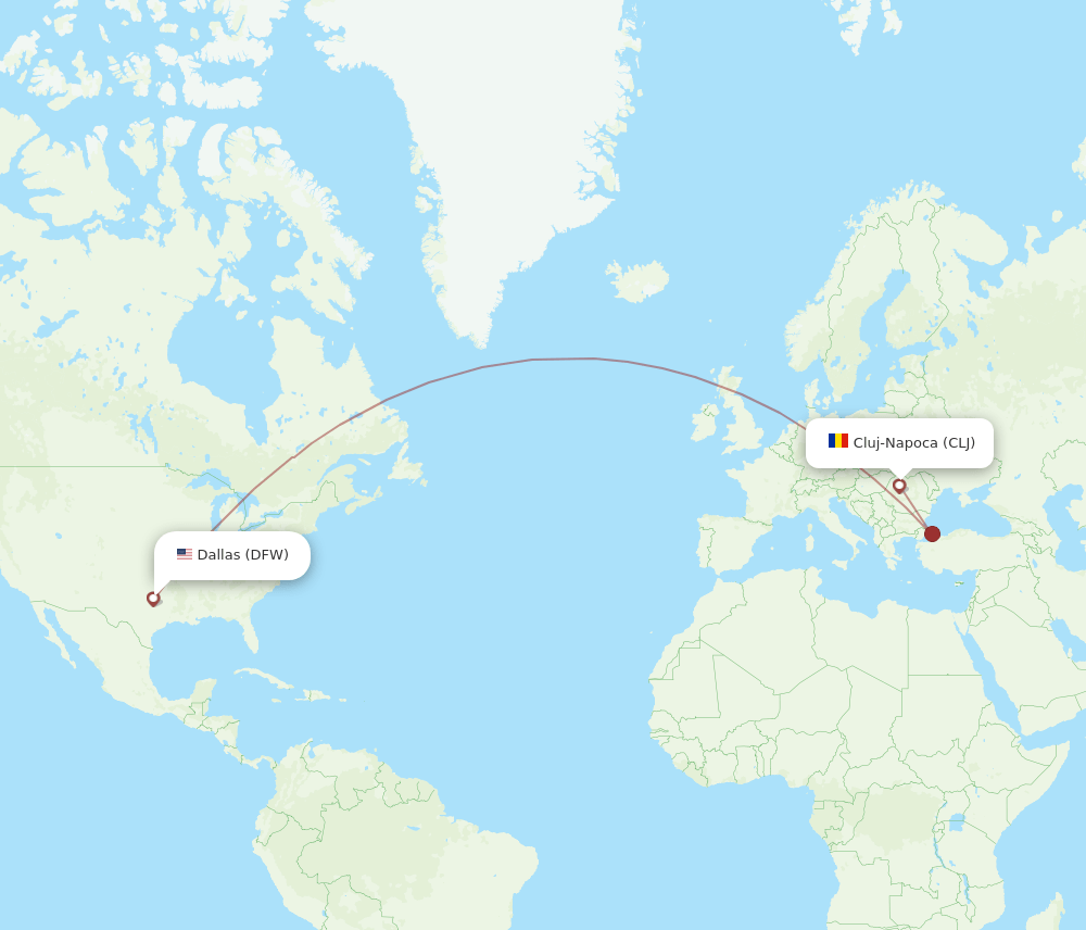 CLJ-DFW flight routes