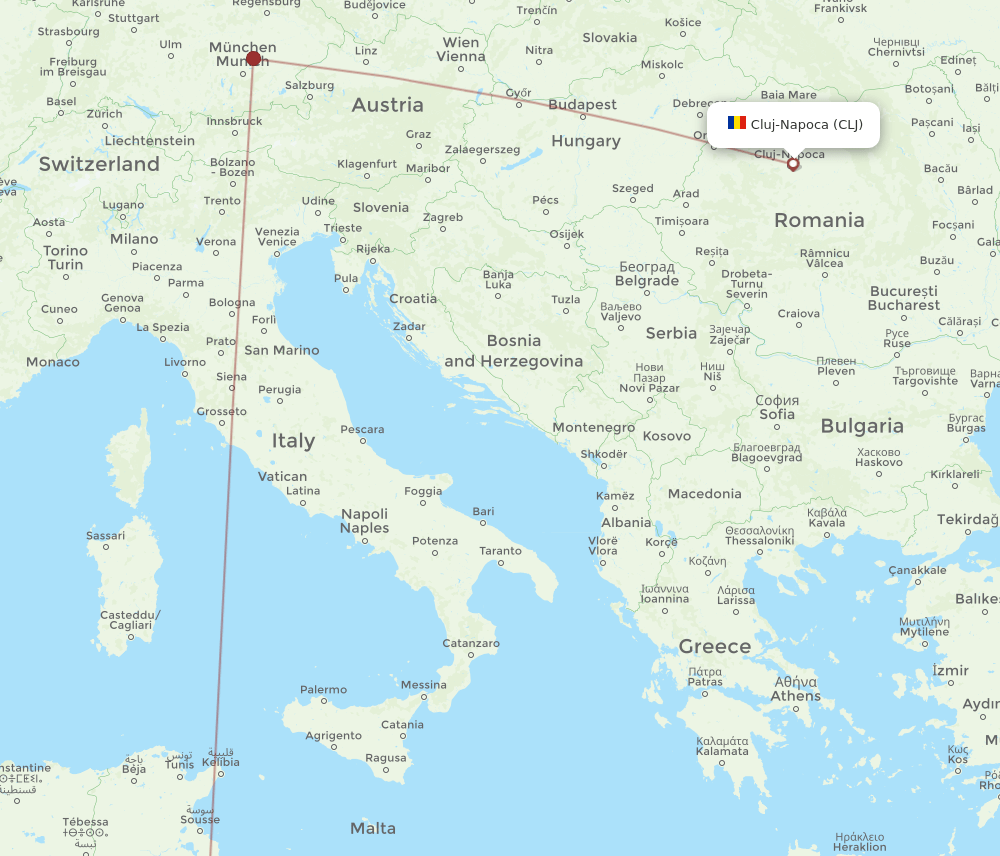 CLJ to DJE flights and routes map