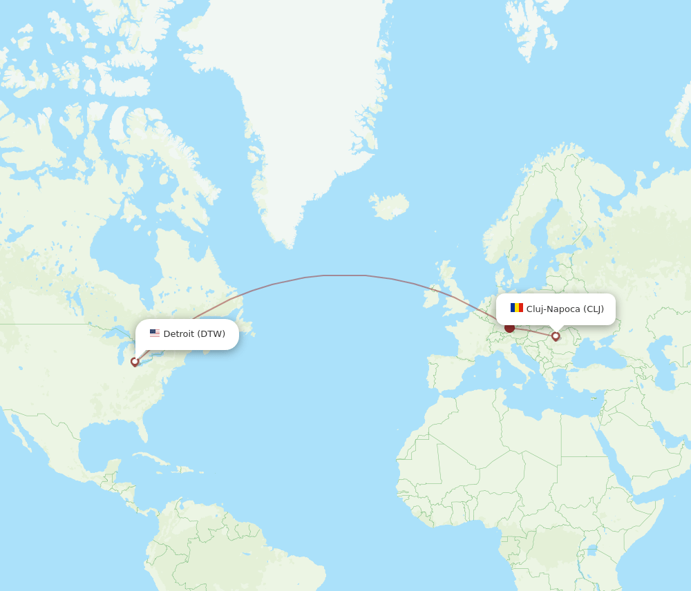CLJ-DTW flight routes