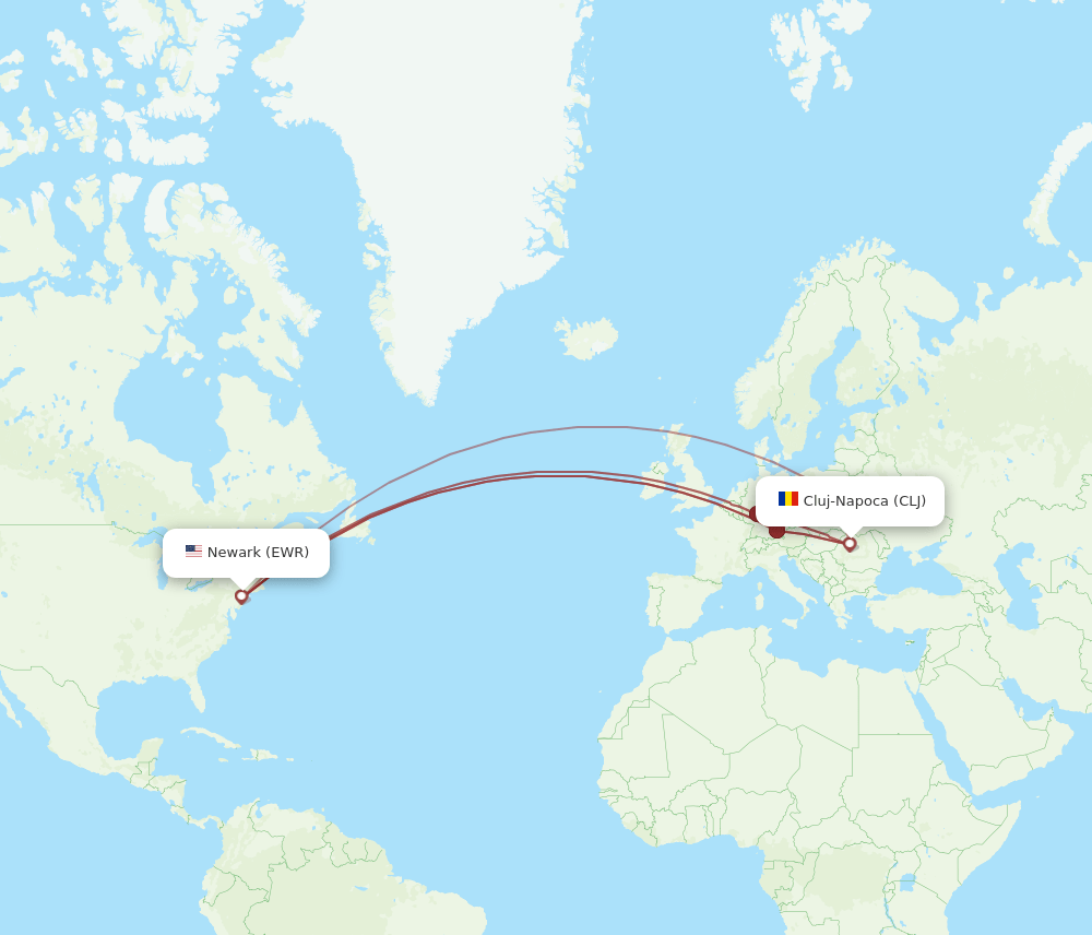 CLJ-EWR flight routes