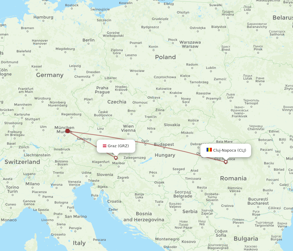 CLJ to GRZ flights and routes map