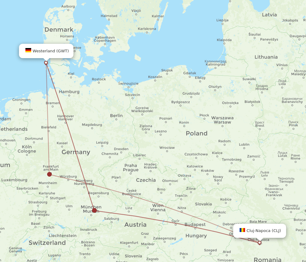 CLJ to GWT flights and routes map