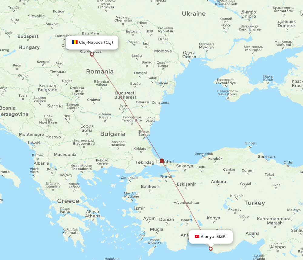 CLJ-GZP flight routes