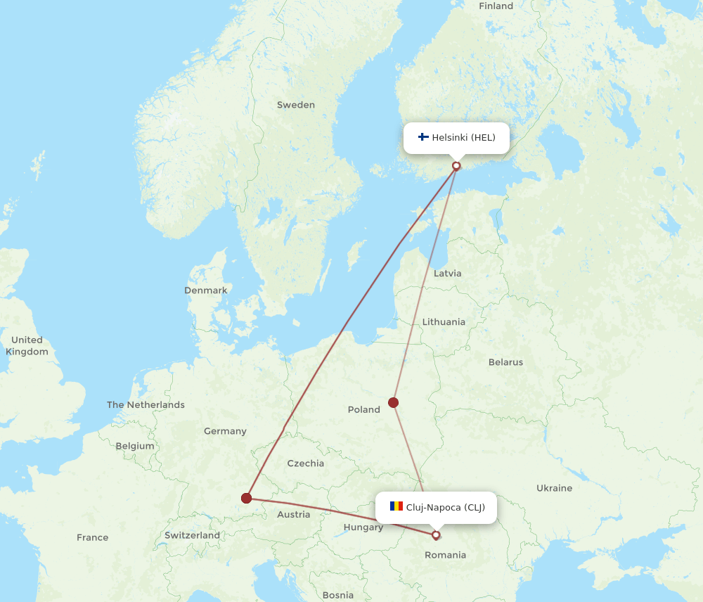 CLJ-HEL flight routes