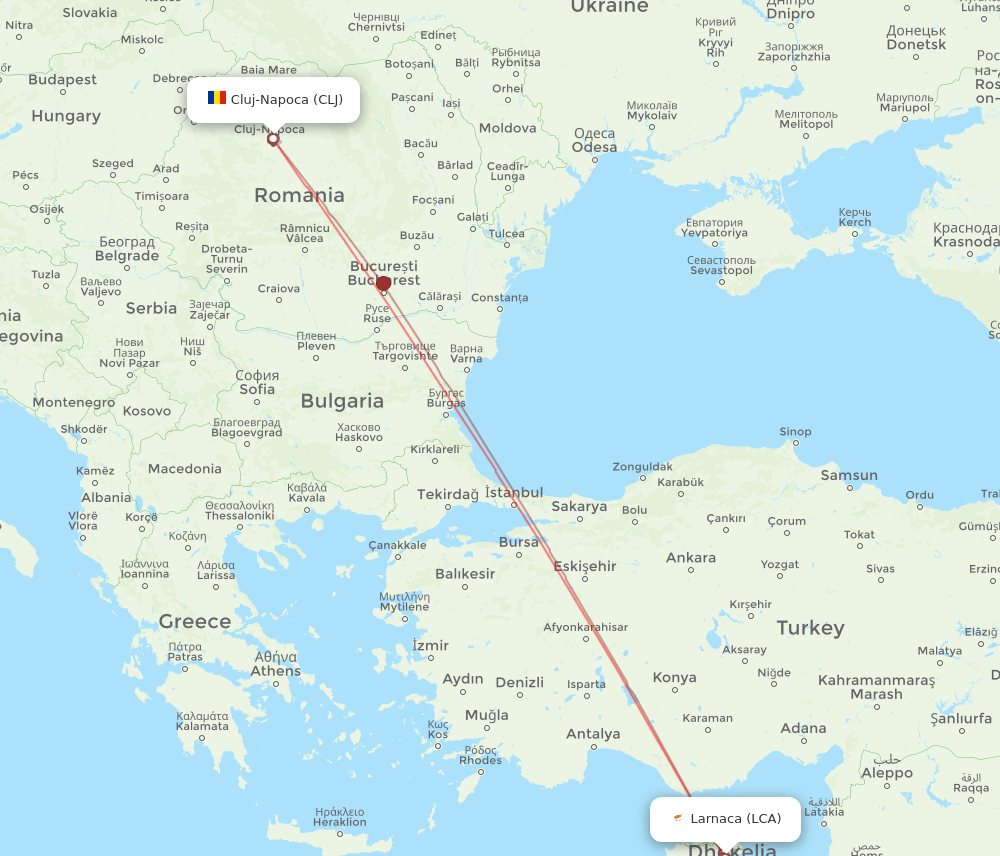 CLJ-LCA flight routes