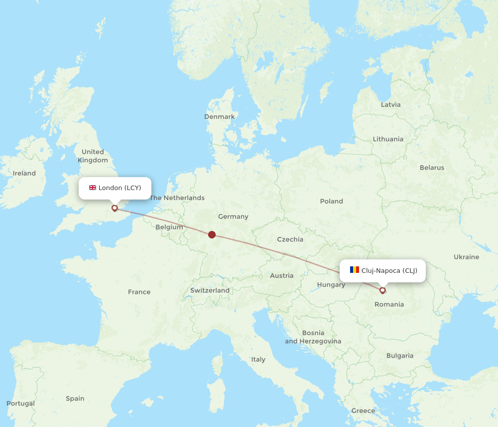 CLJ-LCY flight routes