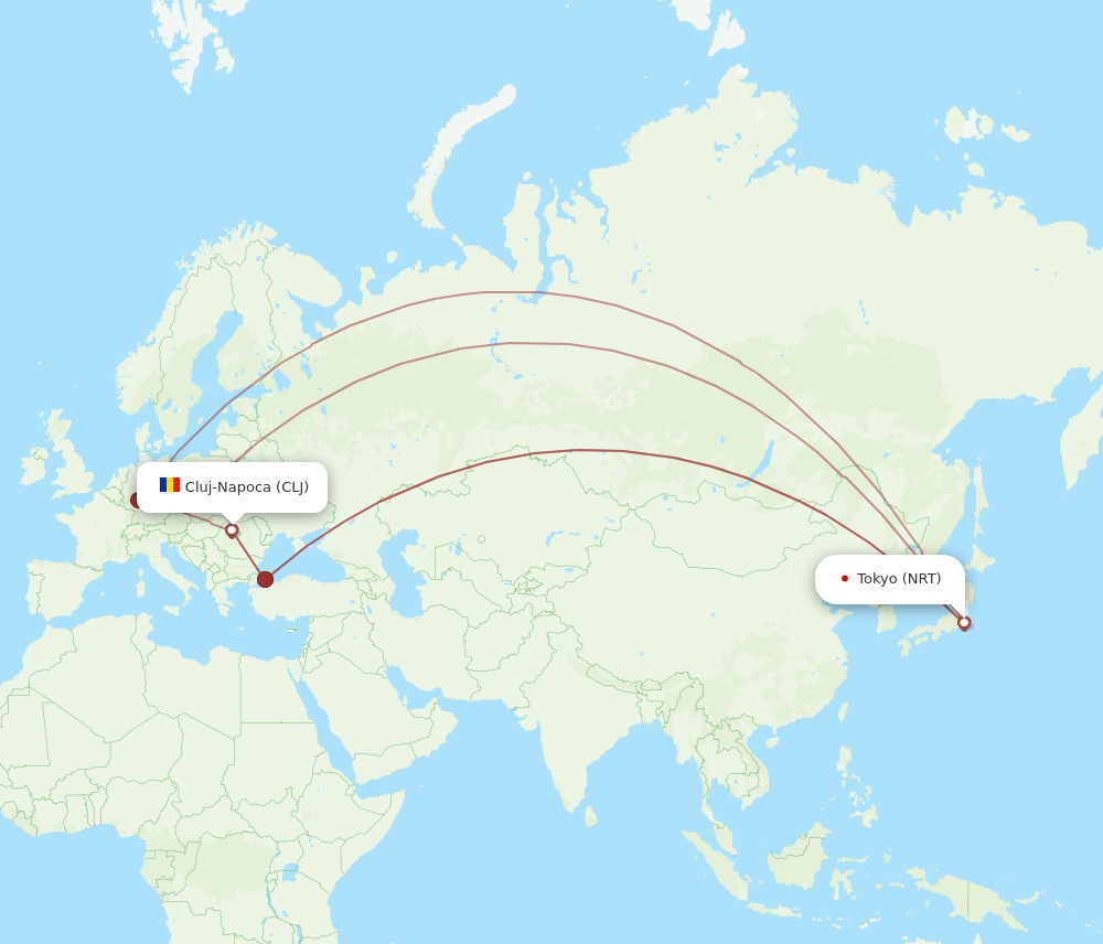 CLJ to NRT flights and routes map