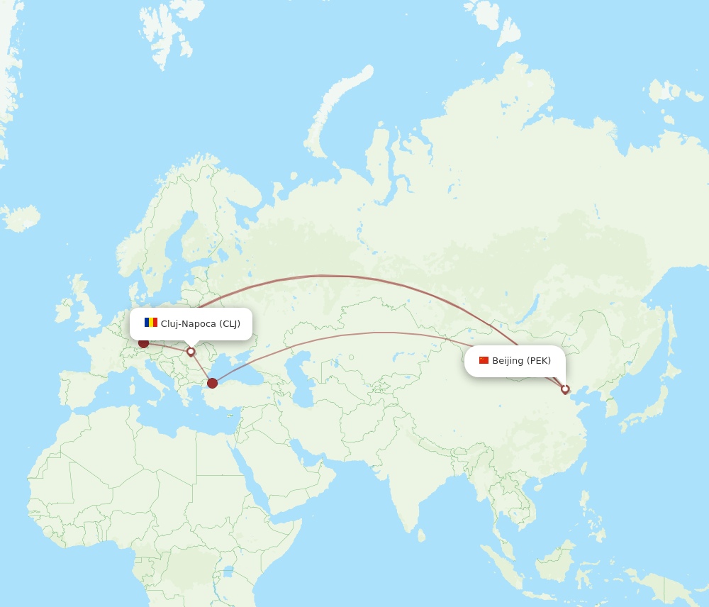CLJ-PEK flight routes