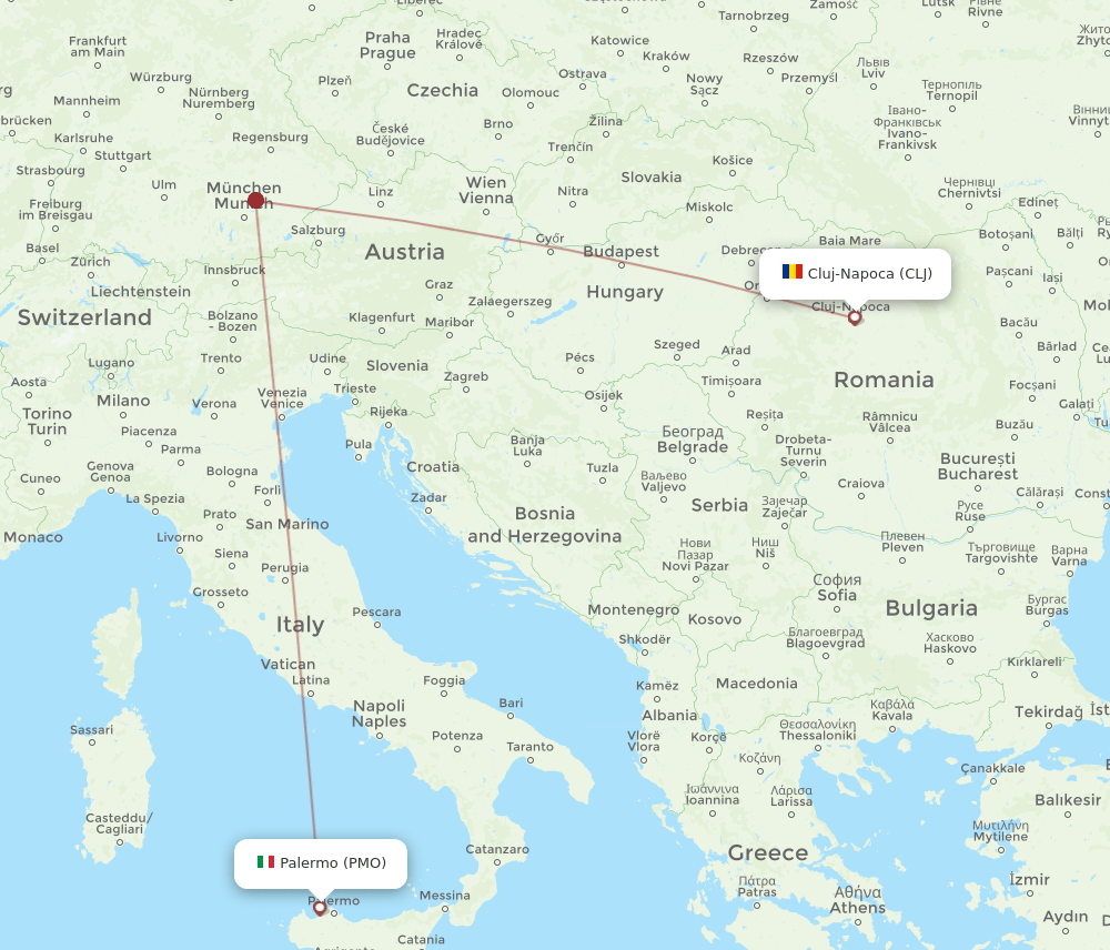 CLJ to PMO flights and routes map